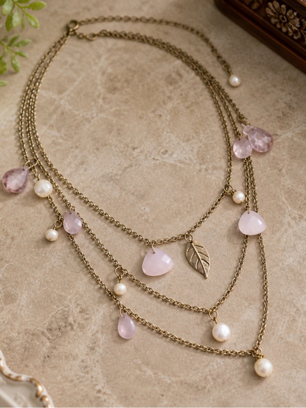 Delicate Earthy Boho Layered Necklace | Extra Long 48” Gold Tone Charm Necklace